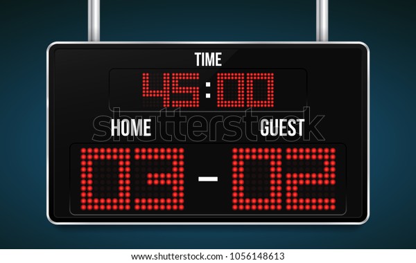 Football digital\
scoreboard with time and result display. Sport template for your\
design. Vector\
illustration.