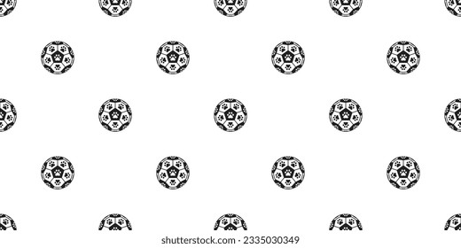 football dog paw seamless pattern footprint soccer ball vector sport cartoon cat kitten puppy scarf isolated repeat wallpaper tile background illustration doodle design