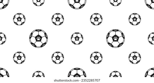 football dog paw seamless pattern soccer ball footprint vector sport cartoon cat kitten puppy gift wrapping paper scarf isolated repeat wallpaper tile background illustration doodle design