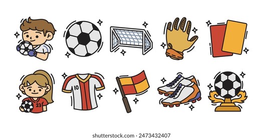 Football Doodle Illustration Set Collection