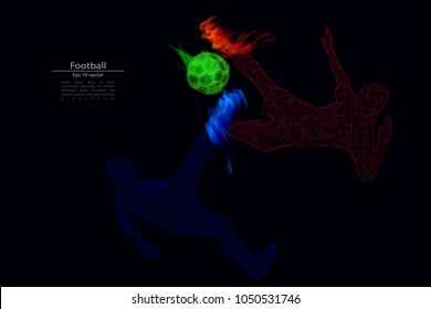 Football dual from geometric abstract illustration design glowing style, Eps 10 vector