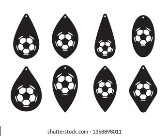 Football earrings. Lasercut template. Sport ball leather earring templates. Vector illustration