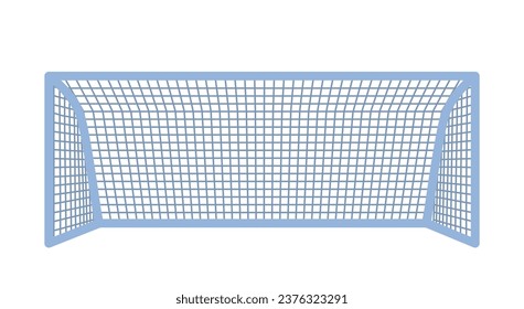 Football element sticker. Goal with net. Tournament and competitions. Active lifestyle and sports. Poster or banner. Cartoon flat vector illustration isolated on white background