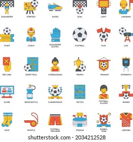 Football Elements color collection flat icons
