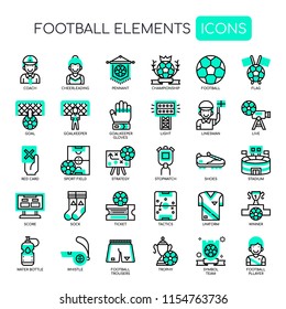 Football Elements , Thin Line and Pixel Perfect Icons