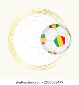 Football emblem with football ball with flag of Mali in net, scoring goal for Mali. Vector emblem.