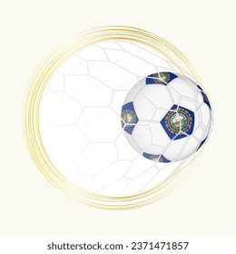 Football emblem with football ball with flag of New Hampshire in net, scoring goal for New Hampshire. Vector emblem.