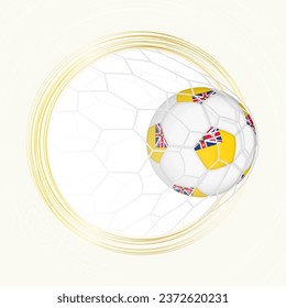 Football emblem with football ball with flag of Niue in net, scoring goal for Niue. Vector emblem.