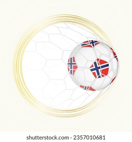 Football emblem with football ball with flag of Norway in net, scoring goal for Norway. Vector emblem.
