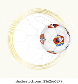 Football emblem with football ball with flag of Swaziland in net, scoring goal for Swaziland. Vector emblem.