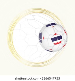 Football emblem with football ball with flag of Thailand in net, scoring goal for Thailand. Vector emblem.