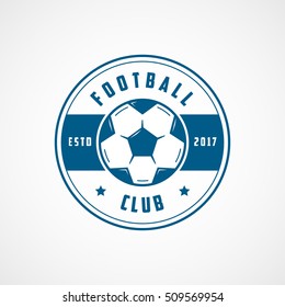 Football Emblem Blue Line Icon On White Background