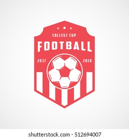 Football Emblem Red Flat Icon On White Background