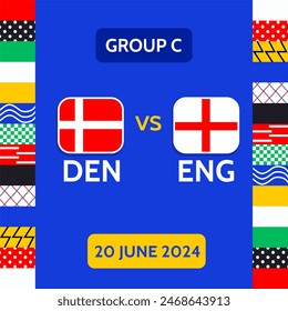 Football Euro Cup 2024 Denmark vs England