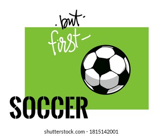 Football event banner header design. Funny text with vector football ball. Soccer or football abstract background for posers and cards. Vector illustration.