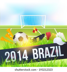 Football Event Poster Template Stylish Text 2014 Brazil Vector Background 