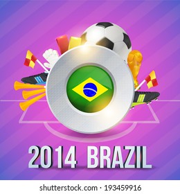 Football Event Poster Template Stylish Text 2014 Brazil Vector Background