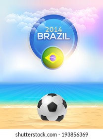 Football Event Poster Template Stylish Text 2014 Brazil Vector Beach Background