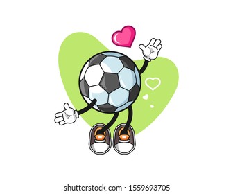 Football fall in love cartoon. Mascot Character vector.