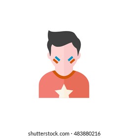 Football fan avatar icon in flat color style. Sport spectator.