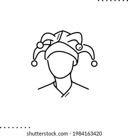 A football fan avatar, soccer spectator vector icon in outline