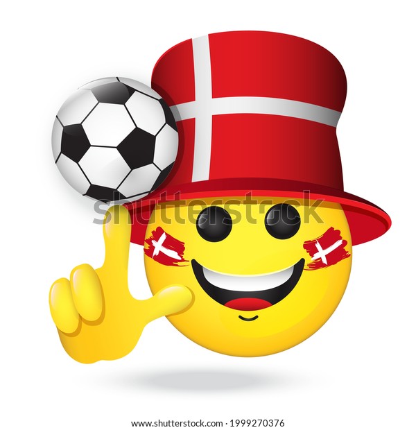 Fußball Fan Emoji Vektor Emoticon In Dänemark Stock Vektorgrafik