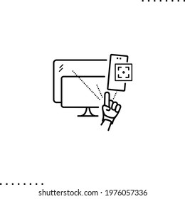 football fan experience on devices vector icon in outlines