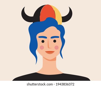 Football fan from Germany with a flag. Flat vector stock illustration. Flag on the face. German sports fan from Europe isolated. German flag. Vector graphics