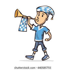Football fan. Hand drawn cartoon vector illustration.