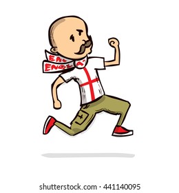 Football fan. Hand drawn cartoon vector illustration.