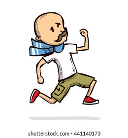 Football fan. Hand drawn cartoon vector illustration.