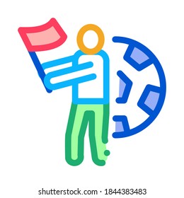 Football Fan Icon Vector. Outline Football Fan Sign. Isolated Contour Symbol Illustration
