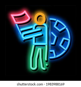 Football Fan neon light sign vector. Glowing bright icon Football Fan Sign. transparent symbol illustration