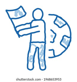 Football Fan sketch icon vector. Hand drawn blue doodle line art Football Fan Sign. isolated symbol illustration