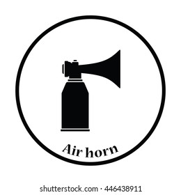 Football fans air horn aerosol icon. Thin circle design. Vector illustration.