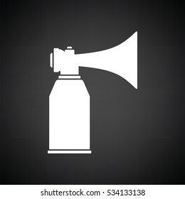 Football fans air horn aerosol icon. Black background with white. Vector illustration.