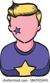 Football fans avatar icon in color drawing. Sport spectator fans