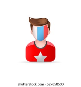 Football fans avatar icon in color. Sport spectator fans