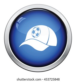 Football fans cap icon. Glossy button design. Vector illustration.