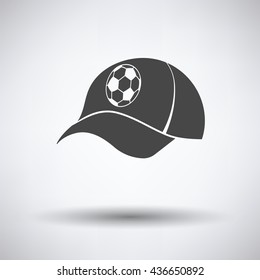 Football fans cap icon on gray background, round shadow. Vector illustration.