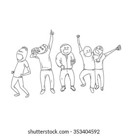 Football fans celebrating victory. EPS10 vector illustration