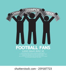 Football Fans With Champion Scarves Vector Illustration 