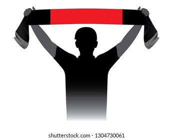 Football Fans Cheers Scarf Black-Red Design Vector