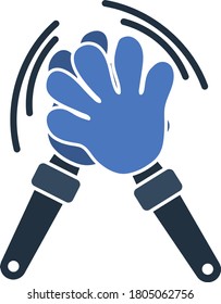 Football Fans Clap Hand Toy Icon. Flat Color Design. Vector Illustration.