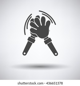 Football fans clap hand toy icon on gray background, round shadow. Vector illustration.