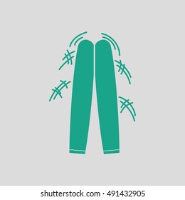 Football fans clapping sticks icon. Gray background with green. Vector illustration.