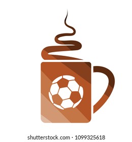 Football fans coffee cup with smoke icon. Flat color design. Vector illustration.