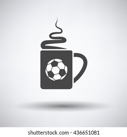 Football fans coffee cup with smoke icon on gray background, round shadow. Vector illustration.