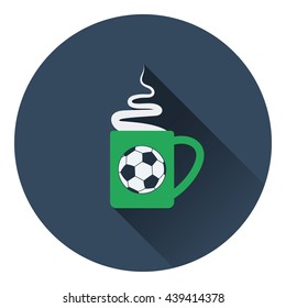 Football fans coffee cup with smoke icon. Flat color design. Vector illustration.