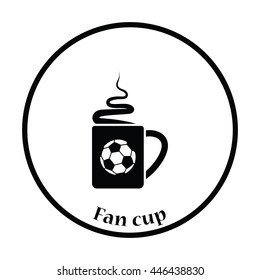 Football fans coffee cup with smoke icon. Thin circle design. Vector illustration.